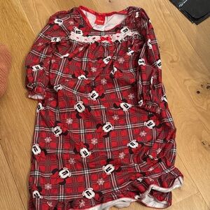 Disney Red Plaid Mickey Mouse Nightgown 3t